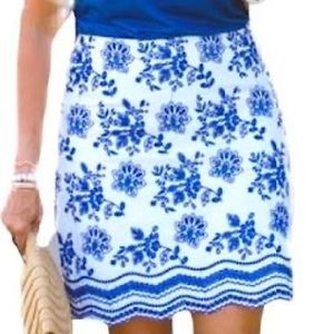 NEW with tags LOFT blue and white floral embroidered skirt size 14